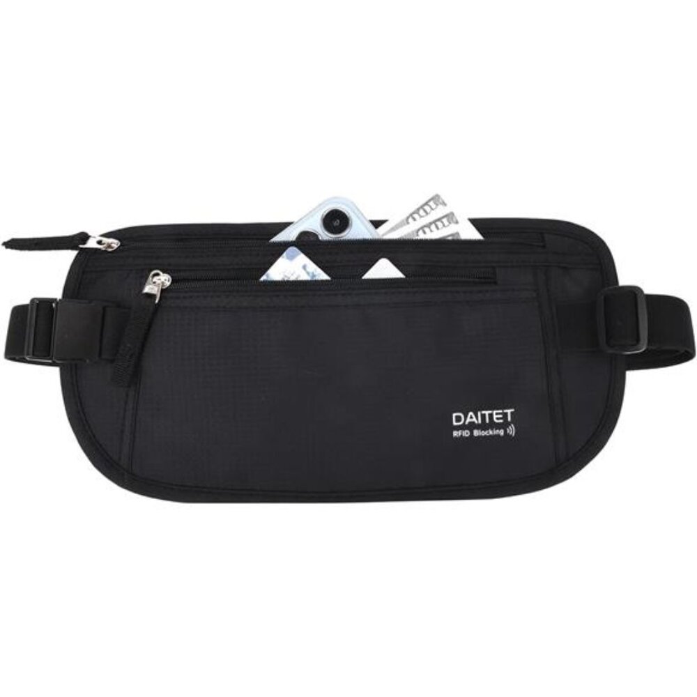 Hidden Money Belt Passport Holder RFID Blocking Travel Wallet Fanny Pack Waist